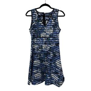 Banana Republic Striped Floral Fit and Flare Dress, 8